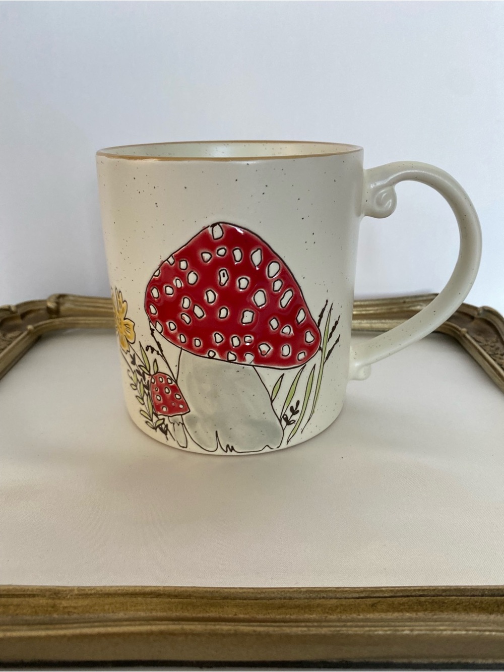 Ceramic Mushroom Mug Red Woodland Cottagecore NEW Coffee Cup Nature Botanical